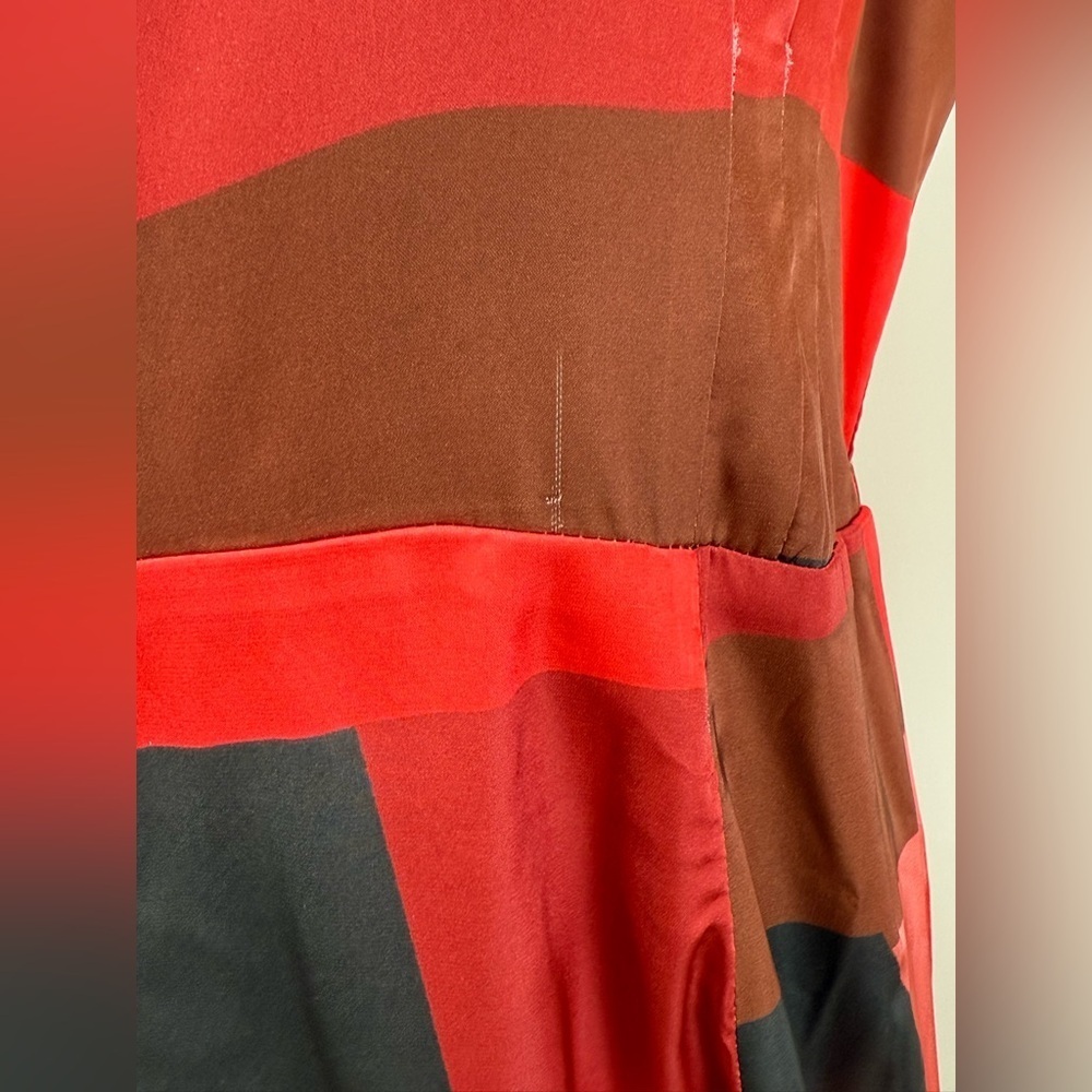 HUTCH Red and pink geometric print color block wrap midi dress size XL - Picture 10 of 16